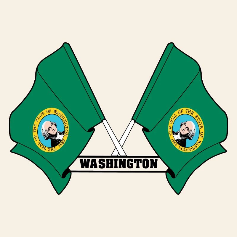 Two flags text WASHINGTON