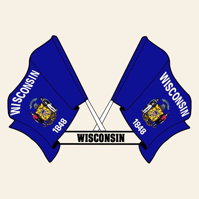 Two flags text WISCONSIN