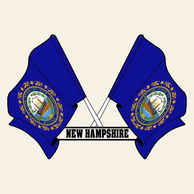 Two flags text NEW HAMPSHIRE