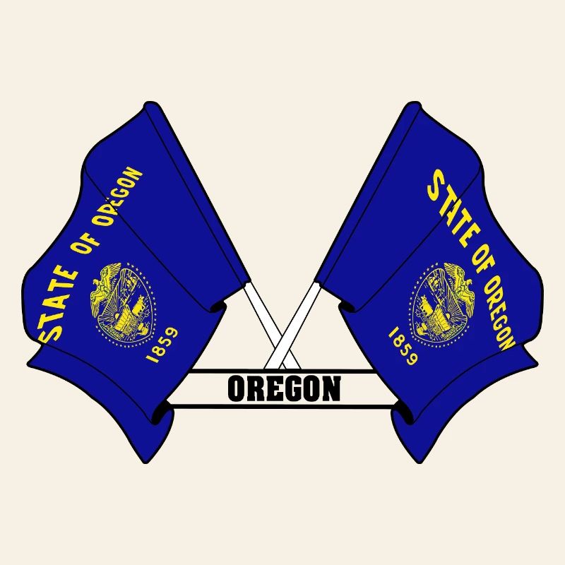 Deux drapeaux texte OREGON