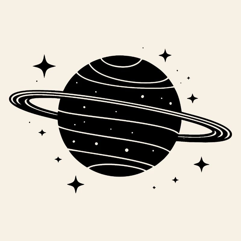 Minimalist Planet with Ring – Black Space