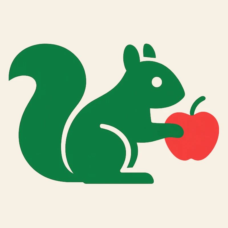 Grünes Eichhörnchen mit Apfel