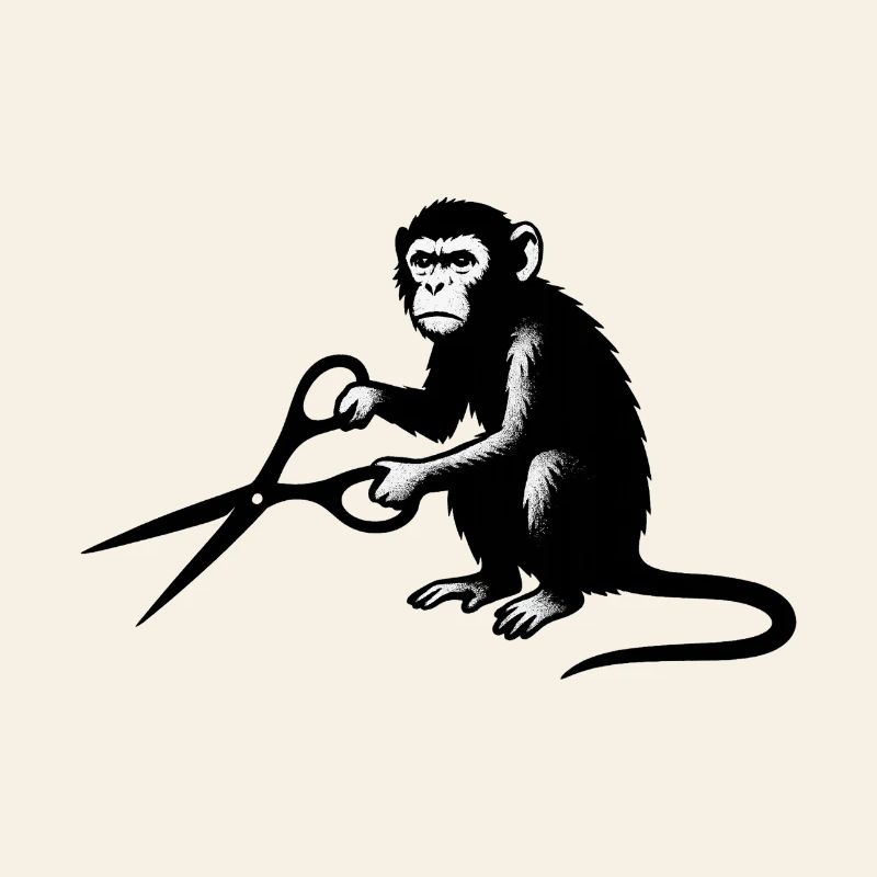 Silhouette de singe avec des ciseaux