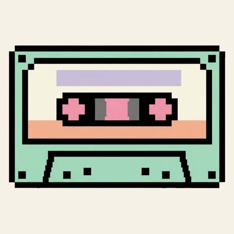 Retro 8 Bit Pixel Art Cassette