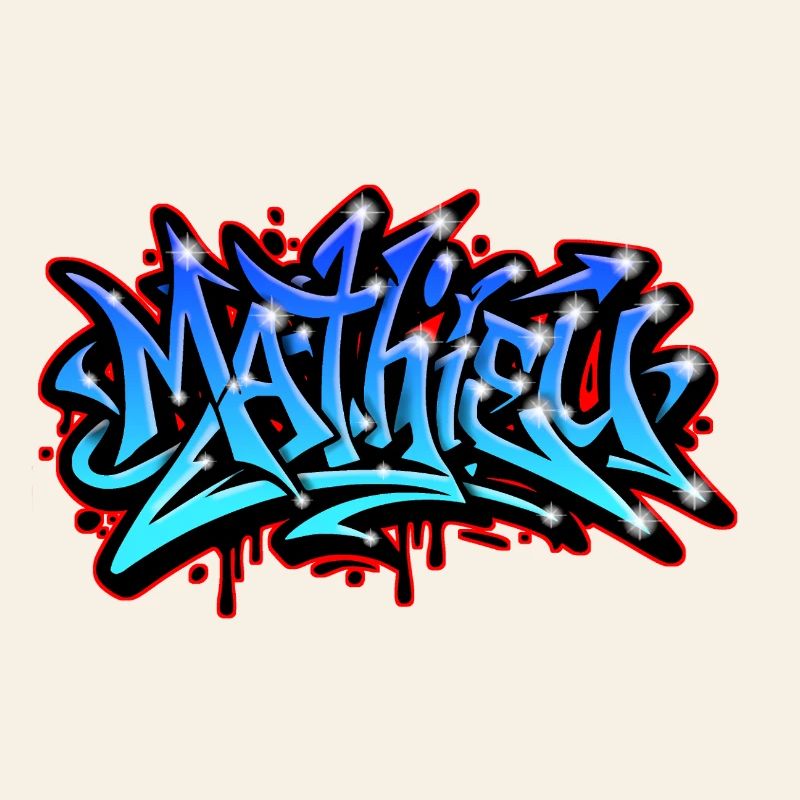Mathieu Graffiti Neon Druckbar auf Textil