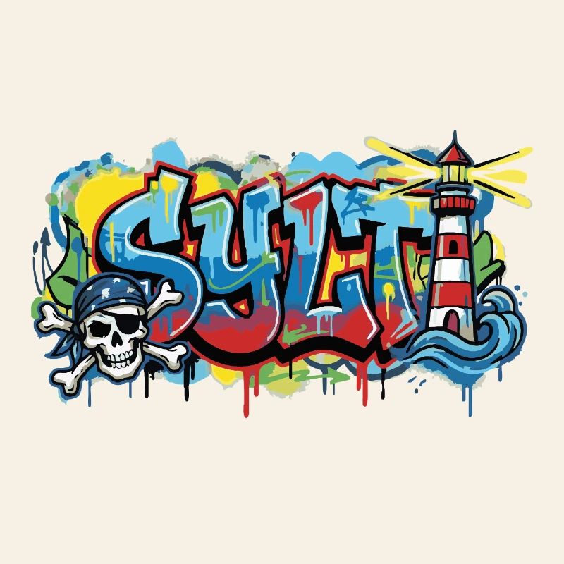 Sylt Graffiti mit Leuchtturm
