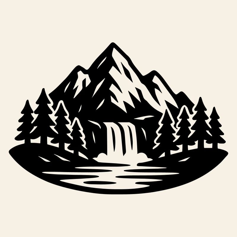 Mountains Landscape Forest Waterfall