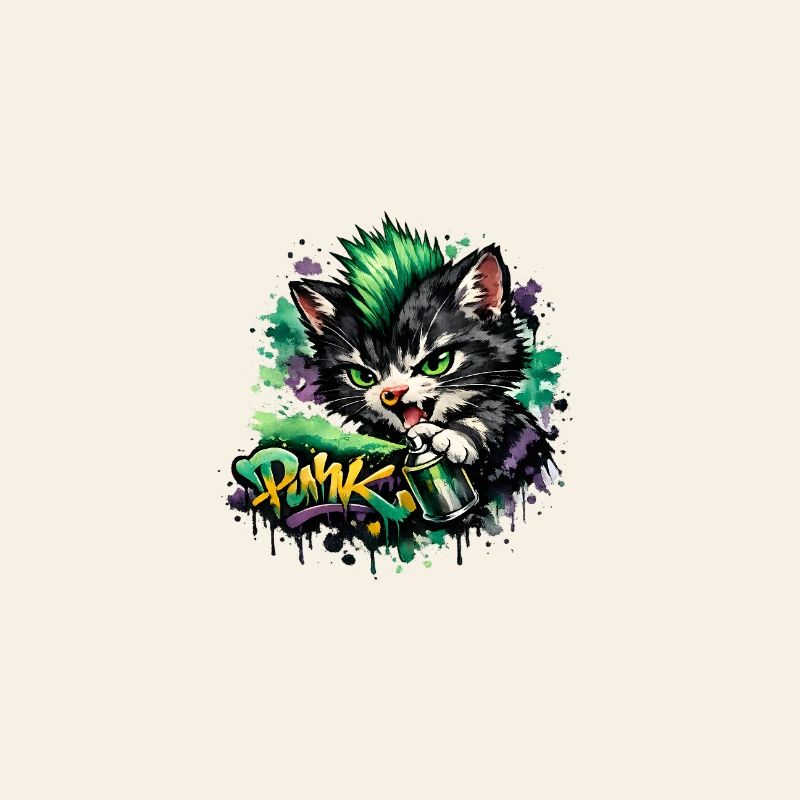 Graffiti Cat Spray Art Neon
