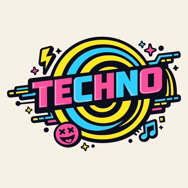 Techno Neon Retro Kreis