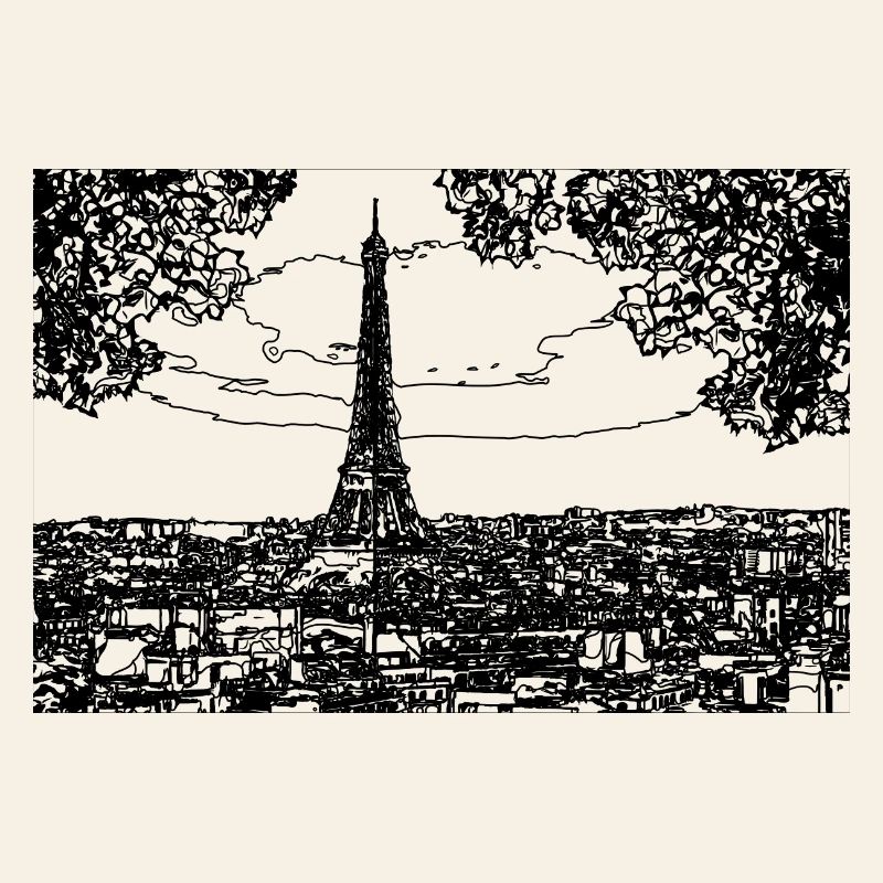 Tracé au trait de la tour Eiffel