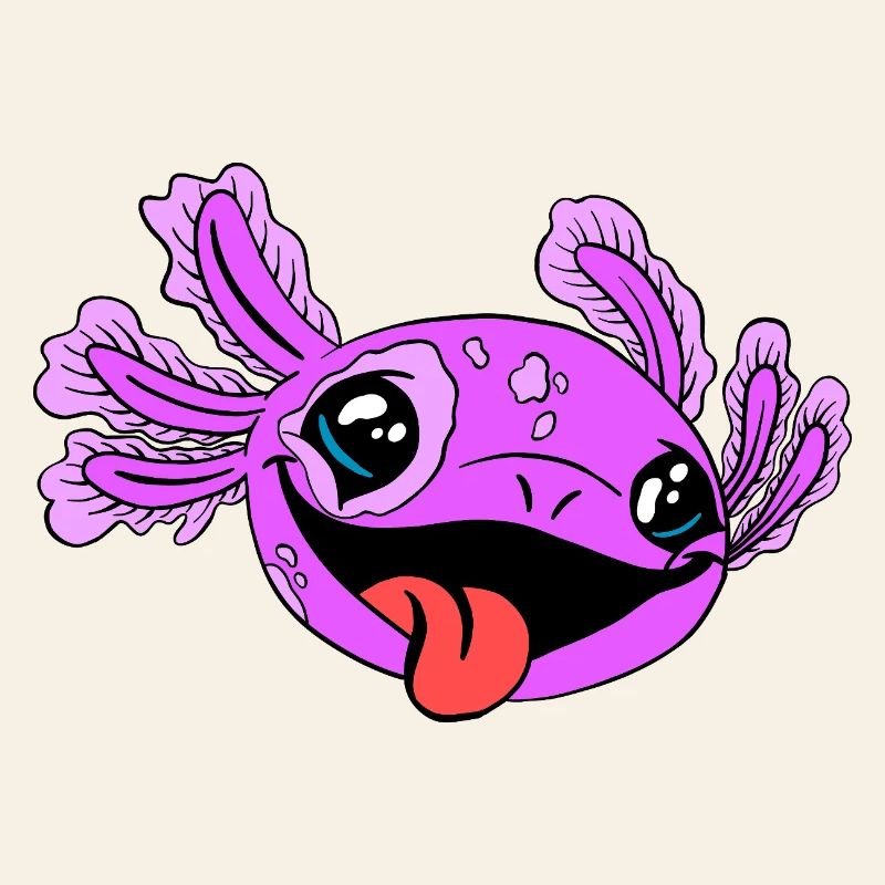 Frecher Axolotl mit Zunge