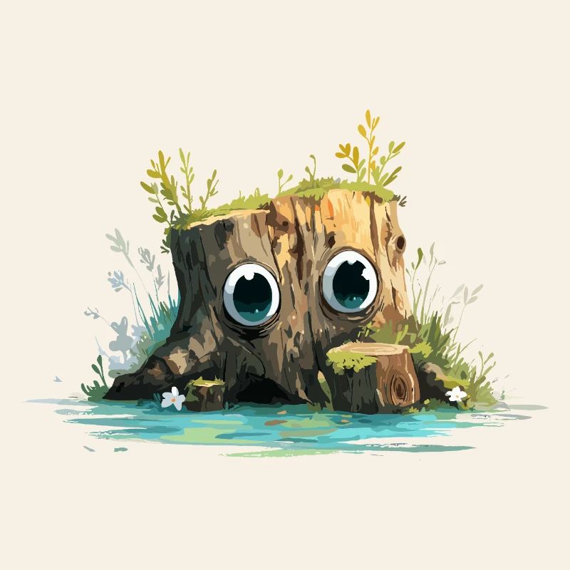 Waldstumpf mit neugierigen Augen