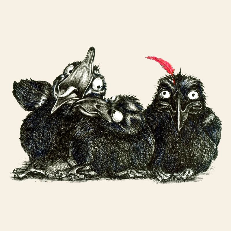 three young cheeky kraehen