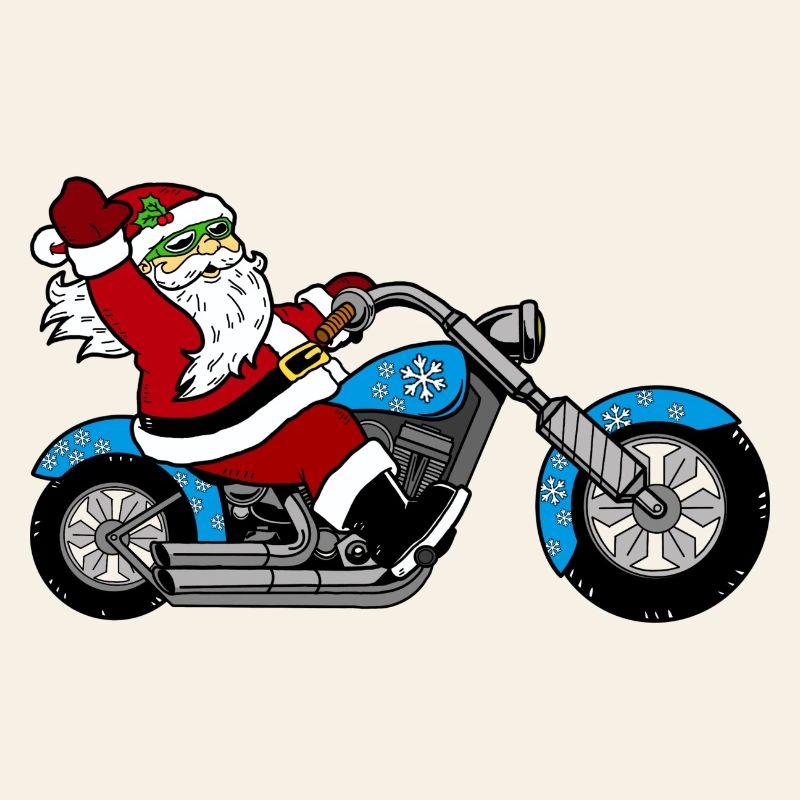 Santa motorcycle design with snow