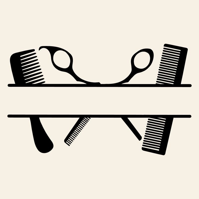 Two combs and scissors text banner