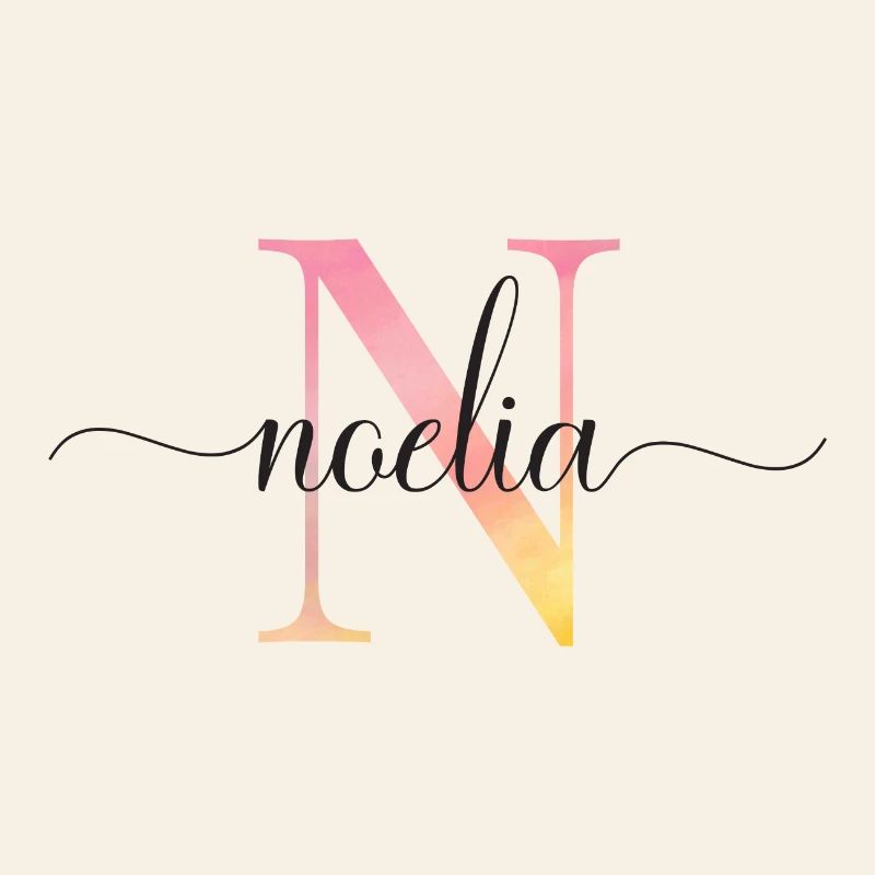 N | Monogramme | Nom | Noelia |Aquarelle