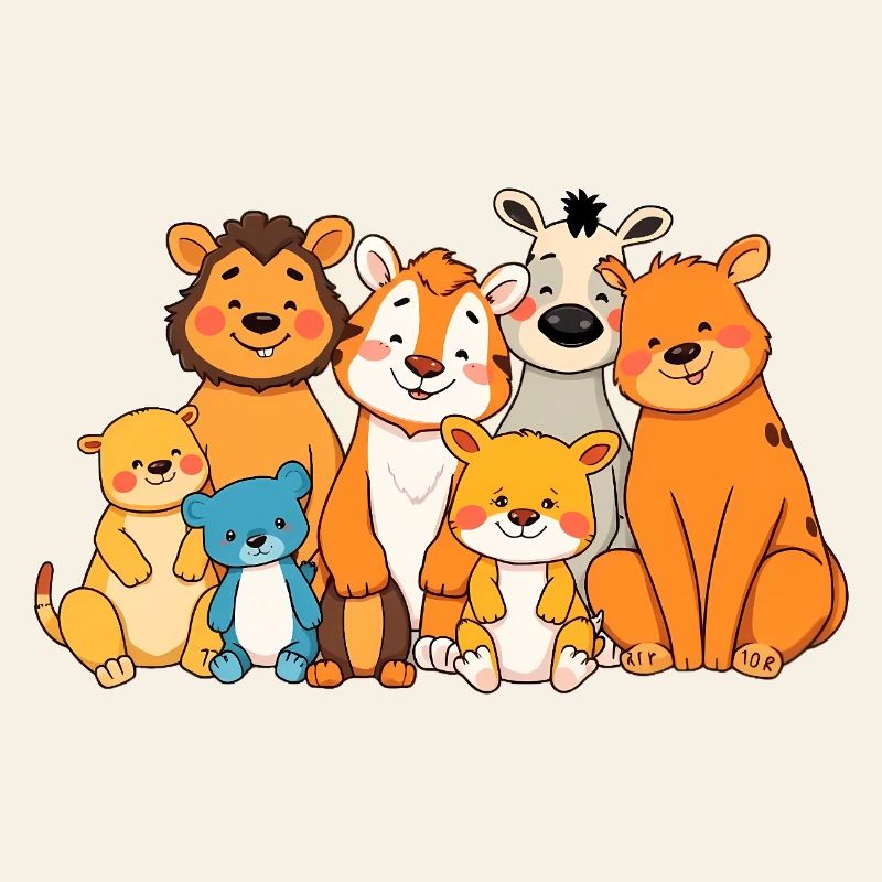 Conception ludique de bande dessinée de famille d’animaux