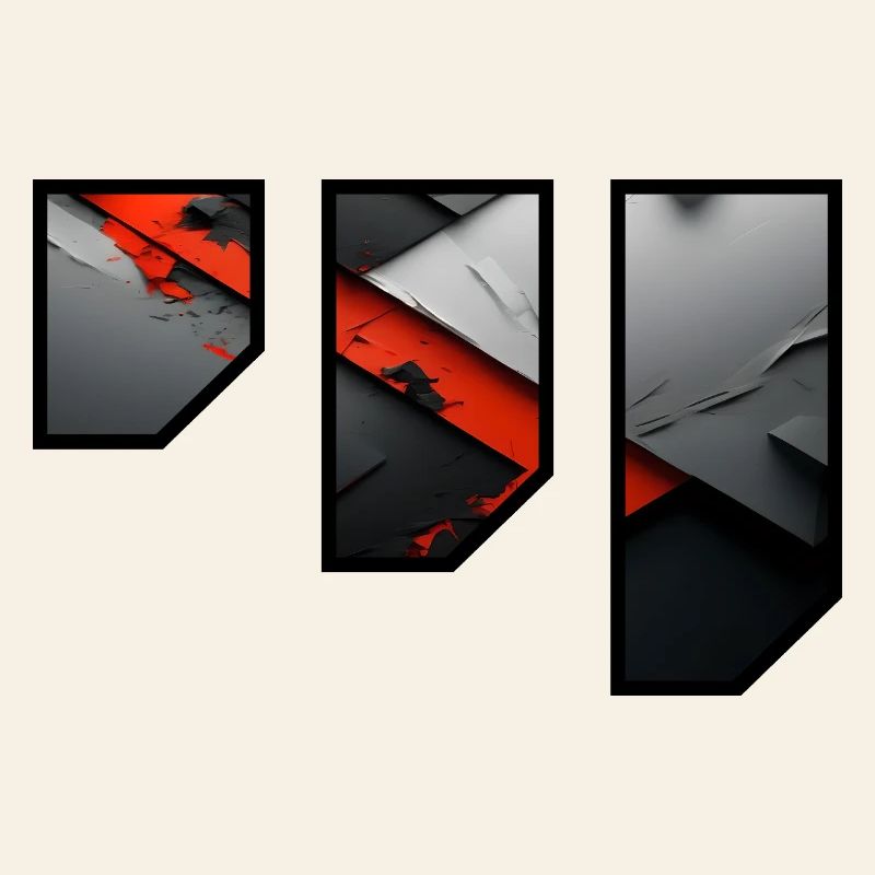 Abstract Red and Grey Tearing Pattern