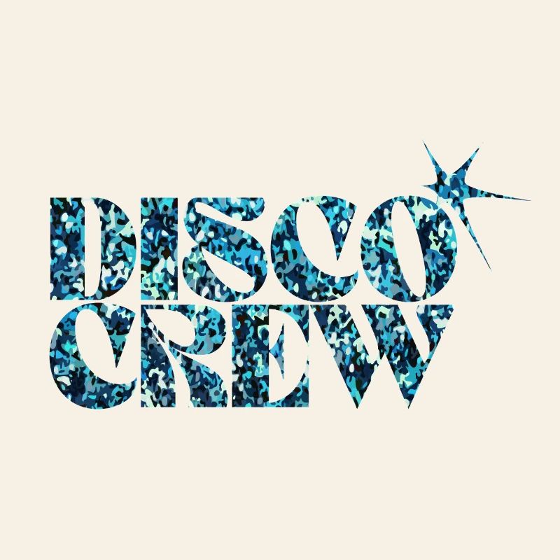Disco Crew Glitter Blue Typographie