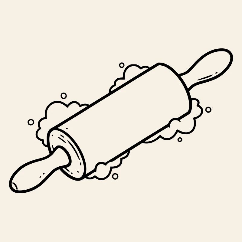 Rolling Pin Baking Roll Flour Outline