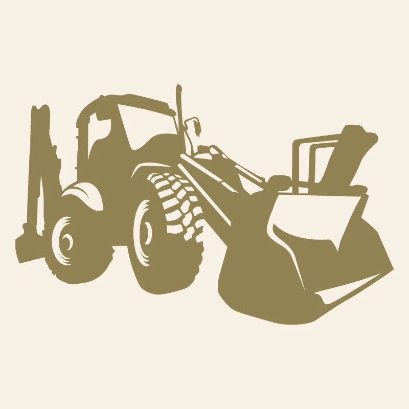 Excavator Wheel Loader Construction Equipment Operator Silhouette