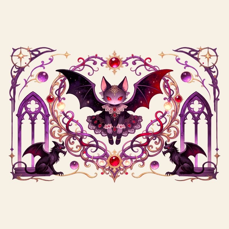 Gothic Vampire Cat Dark Fantasy Witchy Design