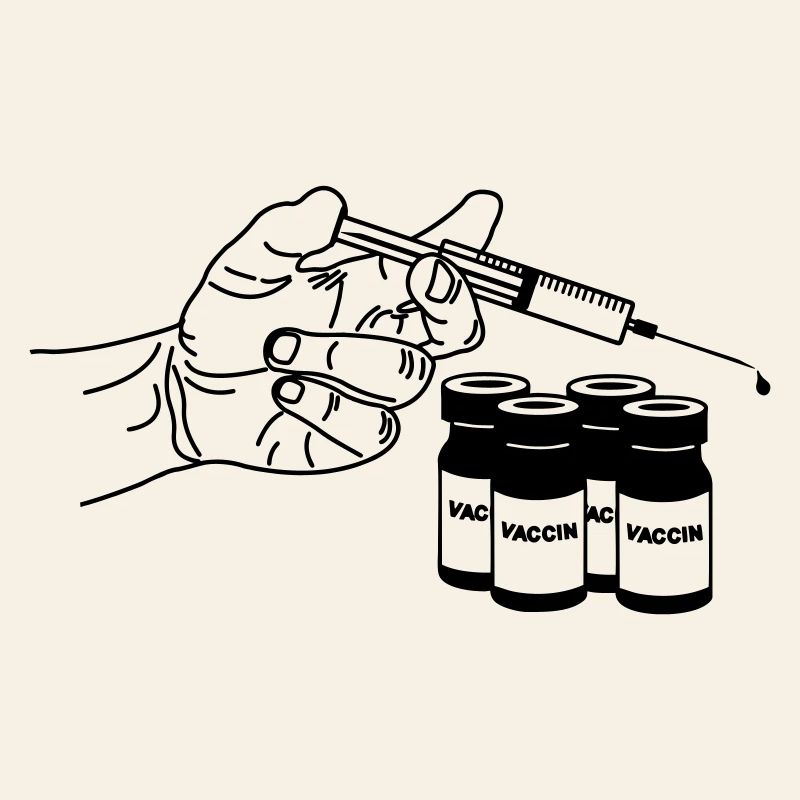 Main avec seringue et bocaux de vaccination