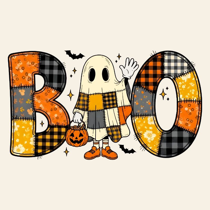 Fantôme Halloween Patchwork Boo