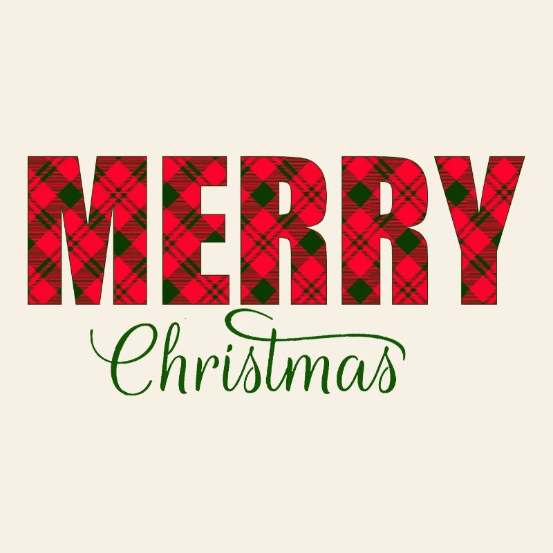 Merry Christmas Plaid Script
