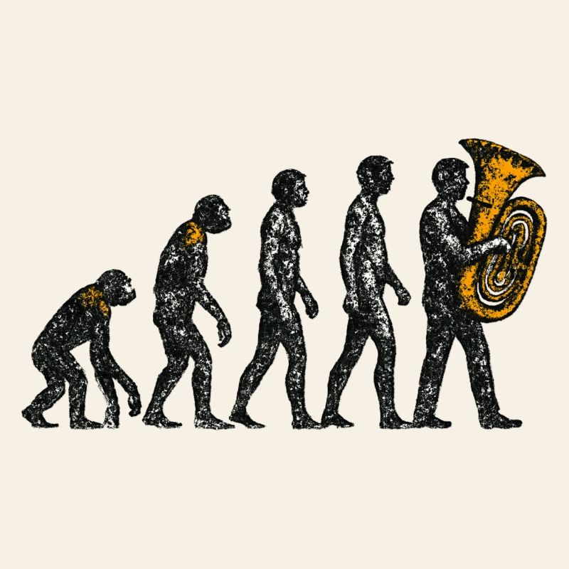 Evolution to Tuba Player Grunge Design