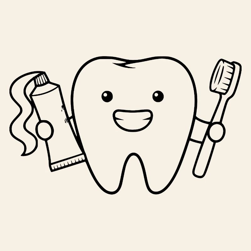 Cute Tooth with Toothbrush