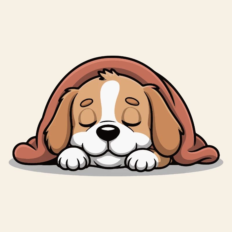 Sleeping Beagle Under Blanket