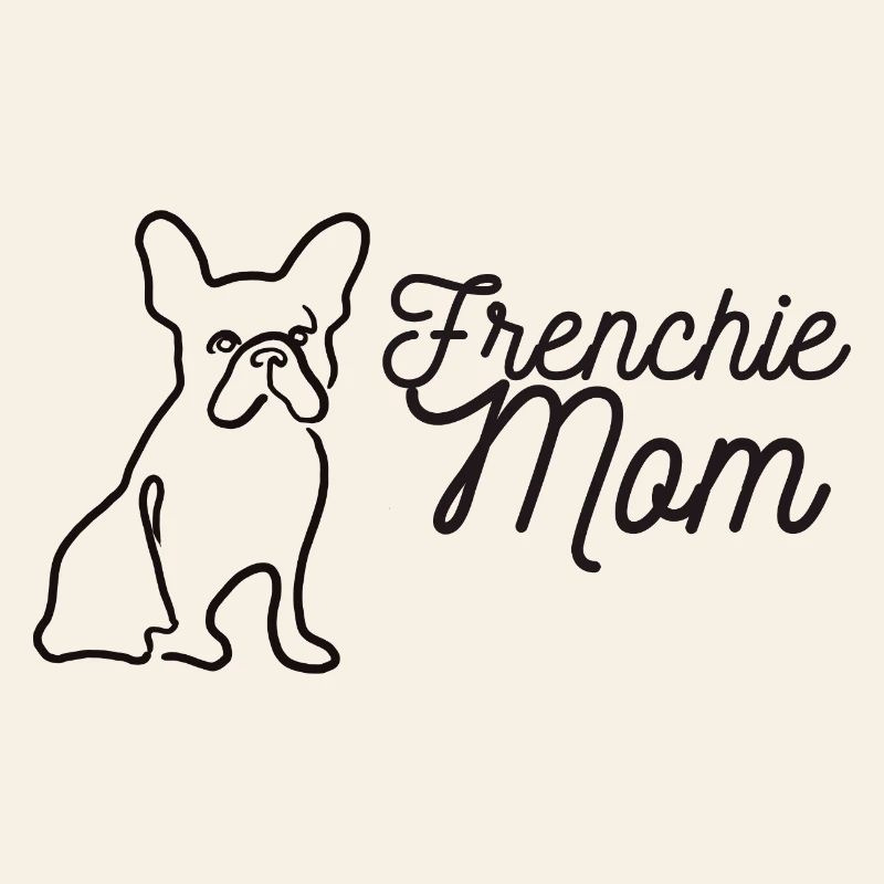 Frenchie Mom Silhouette Script Lineart