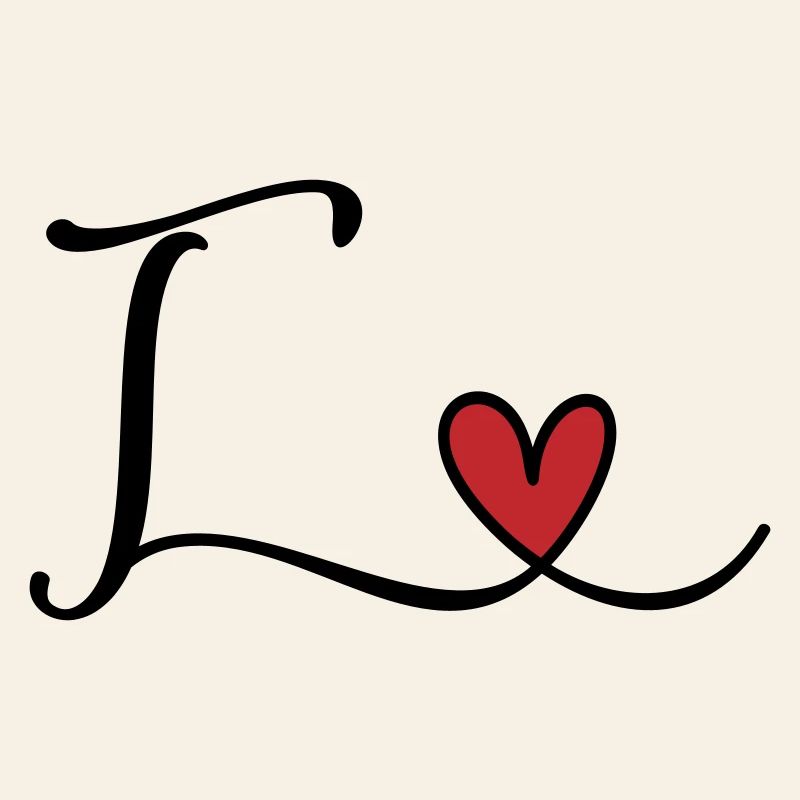 Buchstabe T Monogramm mit Herz