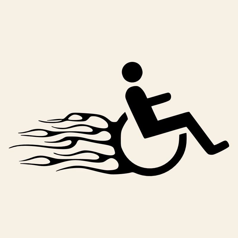 Rollstuhlfahrer mit Flammen #