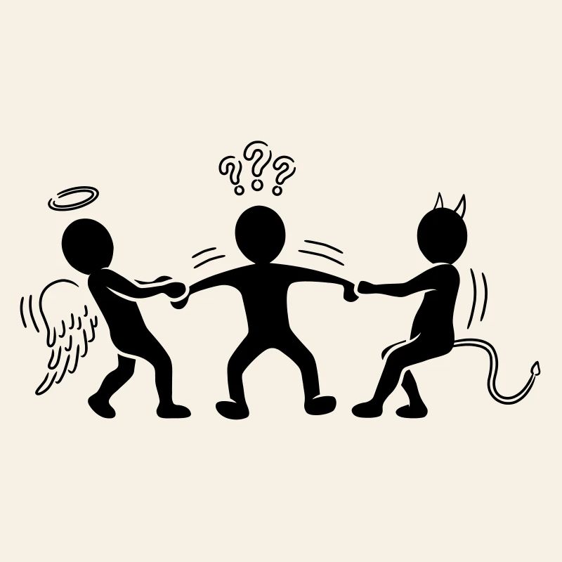 Hin- und hergerissen: Engelchen und Teufelchen