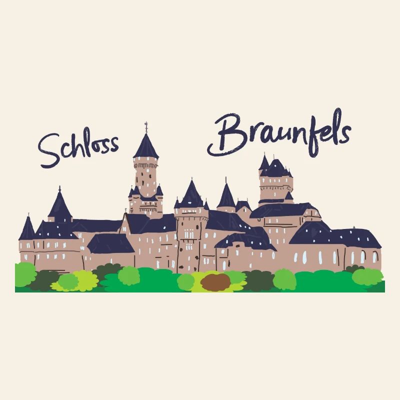 Braunfels Castle in Hesse, drawing