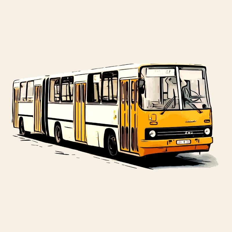 Bus articulé Ikarus jaune blanc