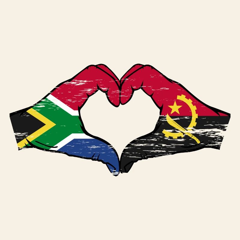 Afrique du Sud Angola drapeau mains forme de coeur utilisé