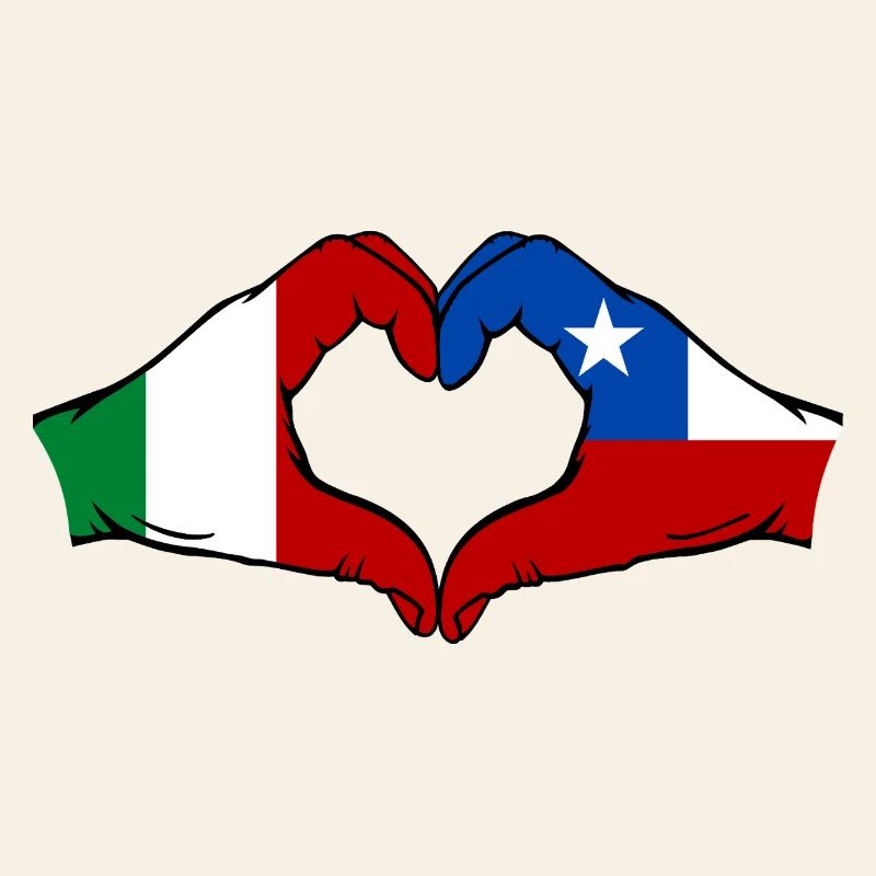 Italy Chile Flag Hands Heart Shape