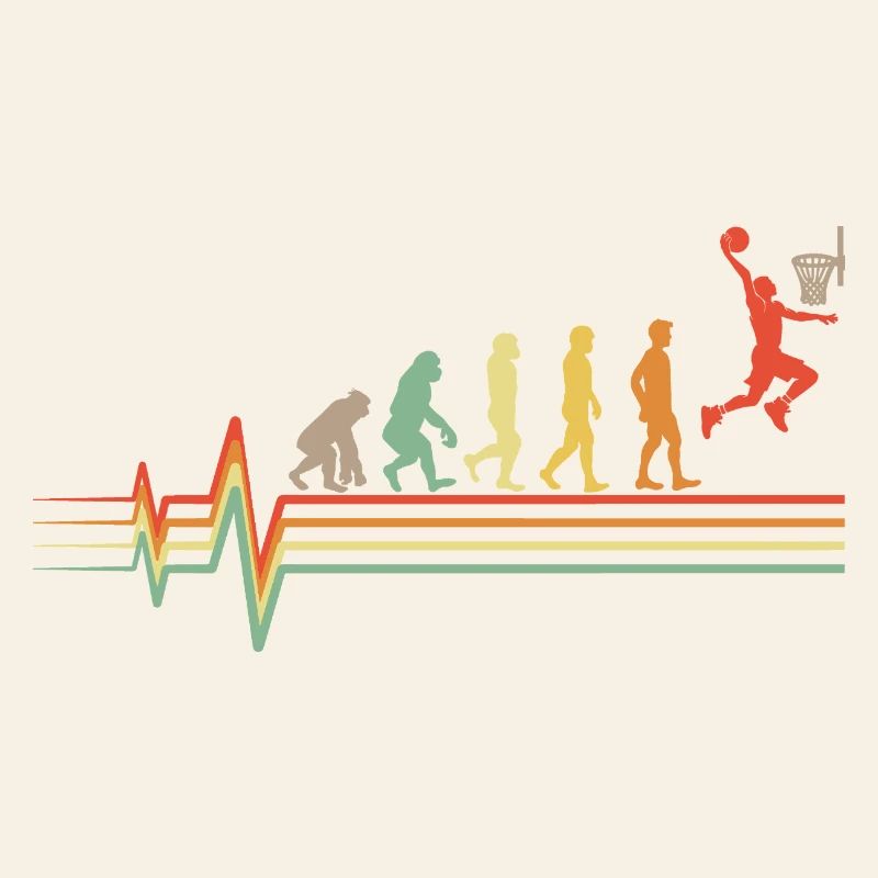 Basketball Evolution Retro ECG Heartbeat Gift