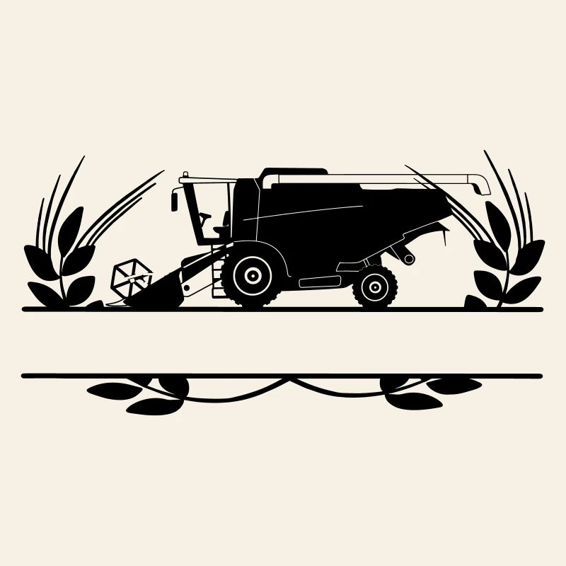 Combine Harvester in Crop Circle with Text Space