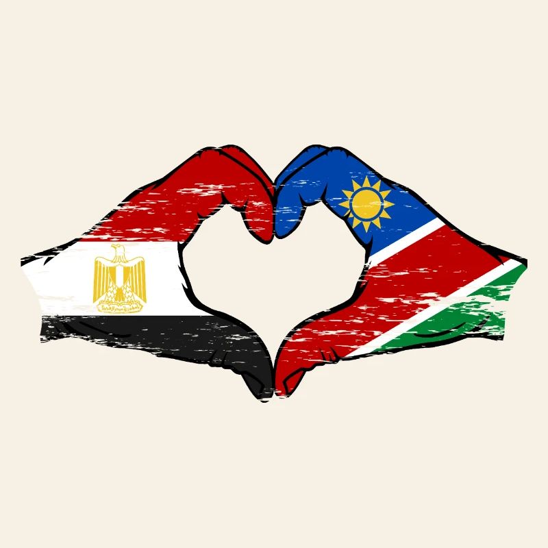 Egypt Namibia Flag Hands Heart Shape Used