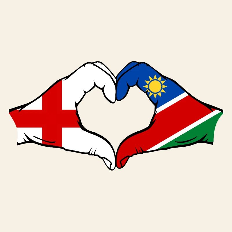 England Namibia Flag Hands Heart