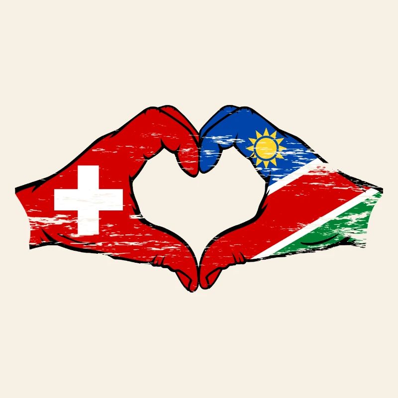 Schweiz Namibia Flagge Hände Herzform used