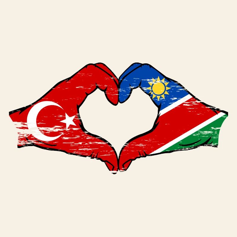 Drapeau de la Turquie et de la Namibie, forme de cœur, utilisé