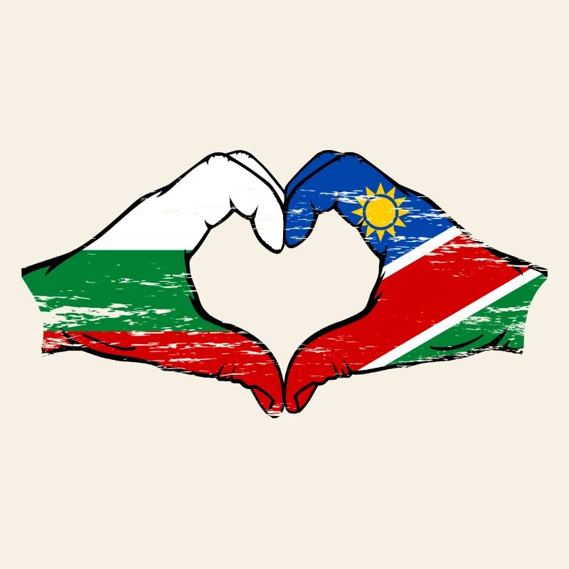 Bulgaria Namibia flag hands heart shape