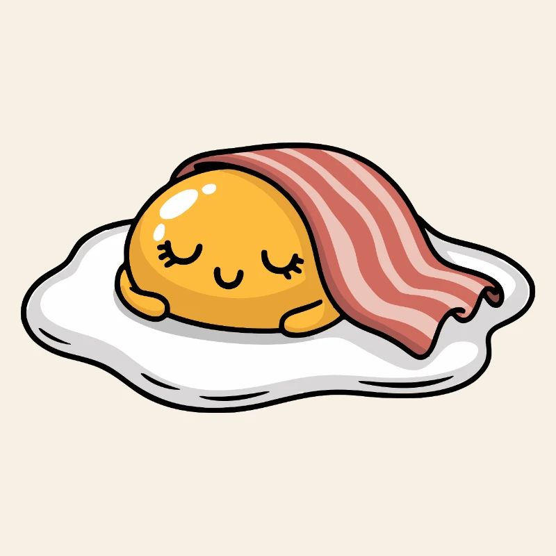 Sleeping Egg with Bacon Cartoon