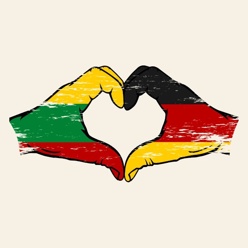 Lithuania Germany flag hands heart shape used