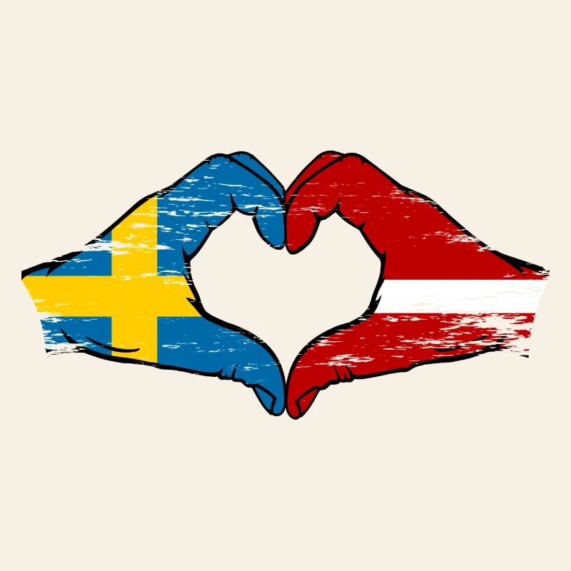 Suède Lettonie drapeau coeur utilisé